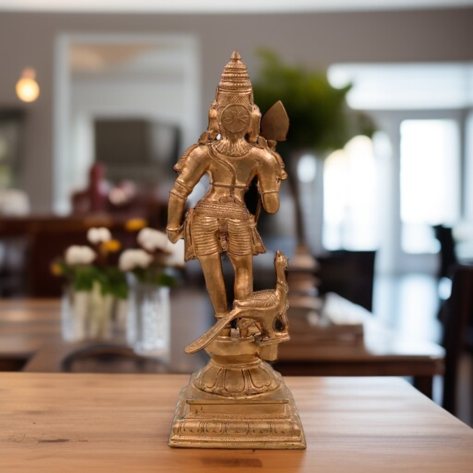 Panchaloha Kartikeya Murugan Blessing with Standing peacock idol - 15.5 Inches Nikuressence