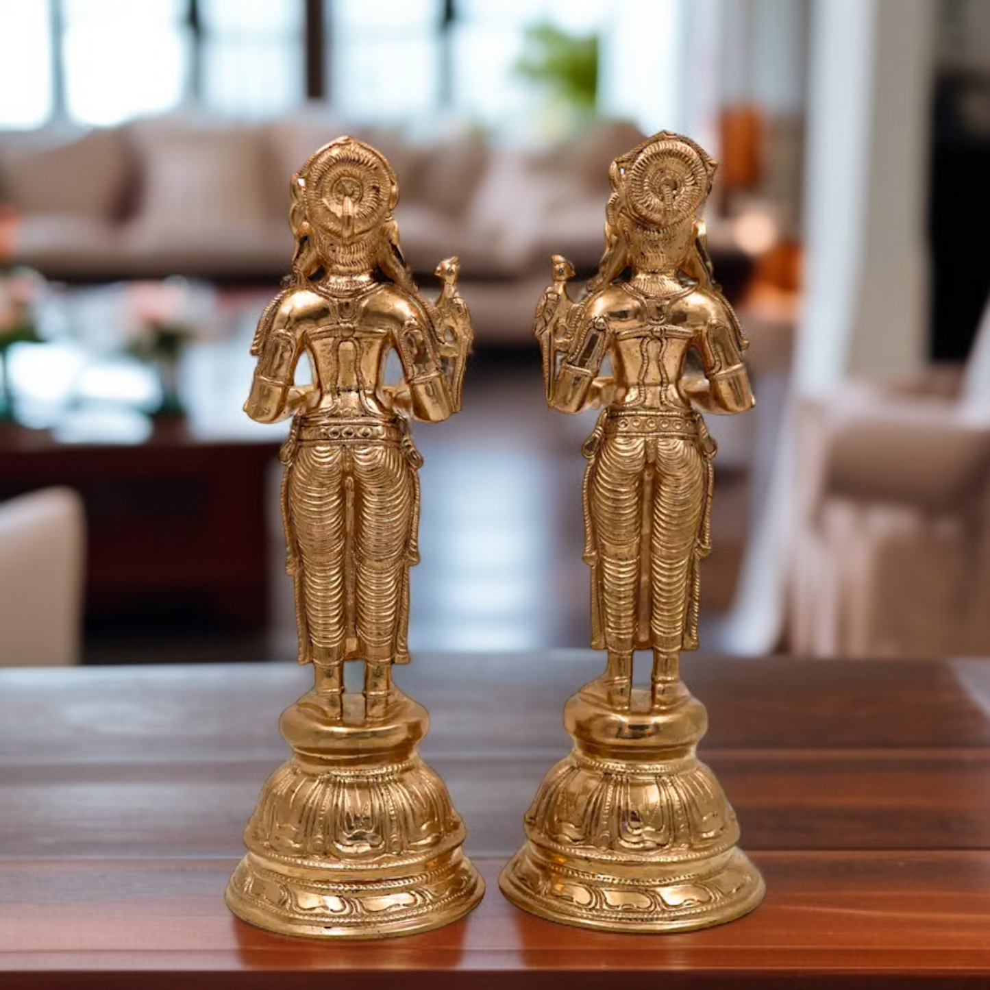 Panchaloha Pair Deeplakshmi Oil Diya lamp idol - 11 Inches Nikuressence