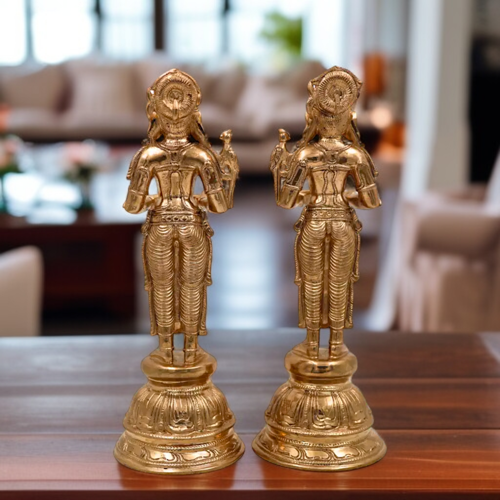 Panchaloha Pair Deeplakshmi Oil Diya lamp idol - 11 Inches Nikuressence