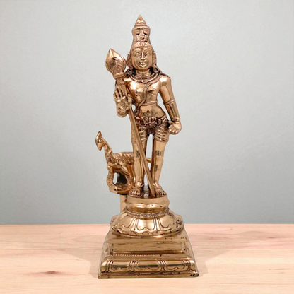 Lord Murugan Kartikeya Standing with peacock Panchaloha idol - 10 Inches Nikuressence