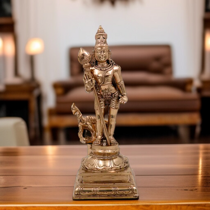 Lord Murugan Kartikeya Standing with peacock Panchaloha idol - 10 Inches Nikuressence