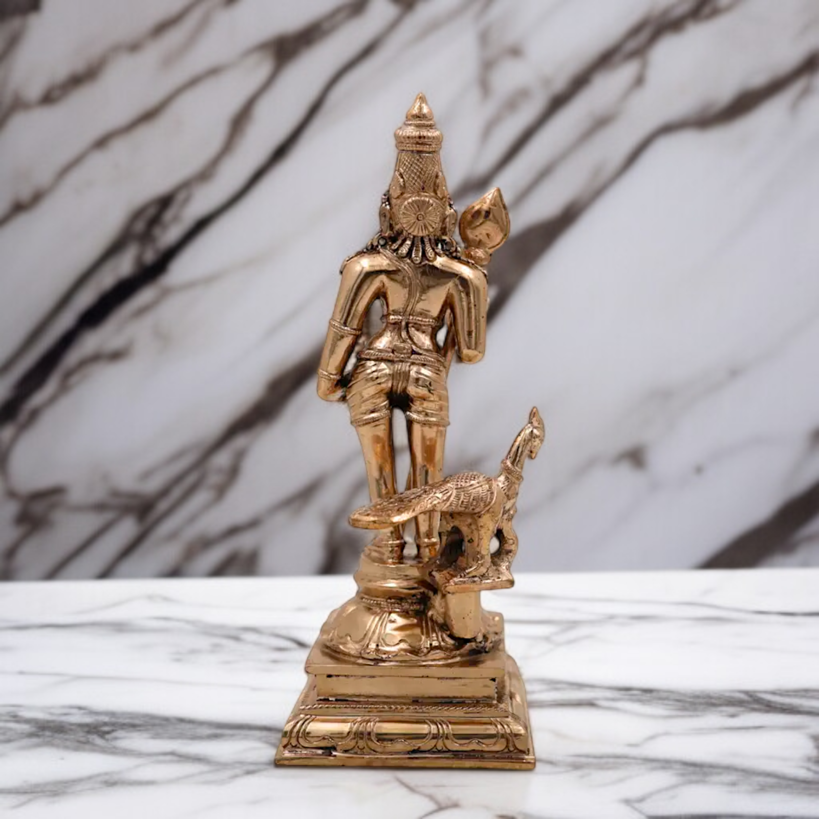 Lord Murugan Kartikeya Standing with peacock Panchaloha idol - 10 Inches Nikuressence