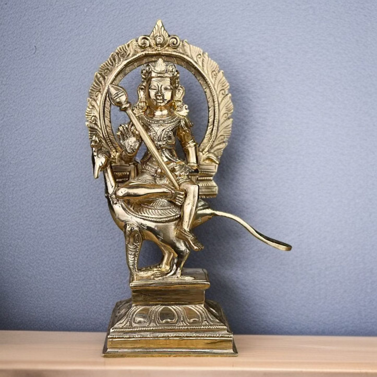 Lord Murugan Kartikeya Blessing Seated on Peacock Panchaloha idol - 8 Inches Nikuressence