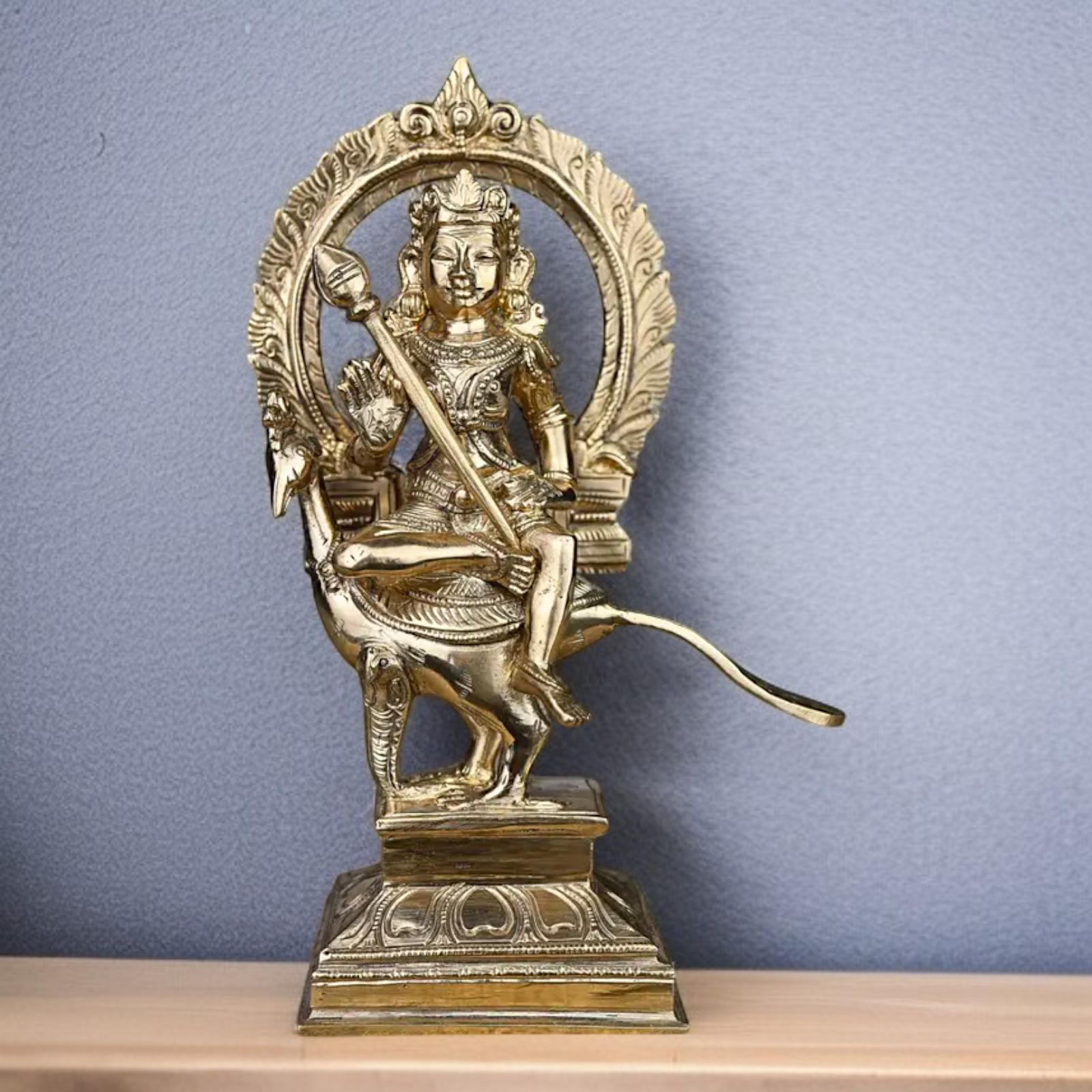 Lord Murugan Kartikeya Blessing Seated on Peacock Panchaloha idol - 8 Inches Nikuressence