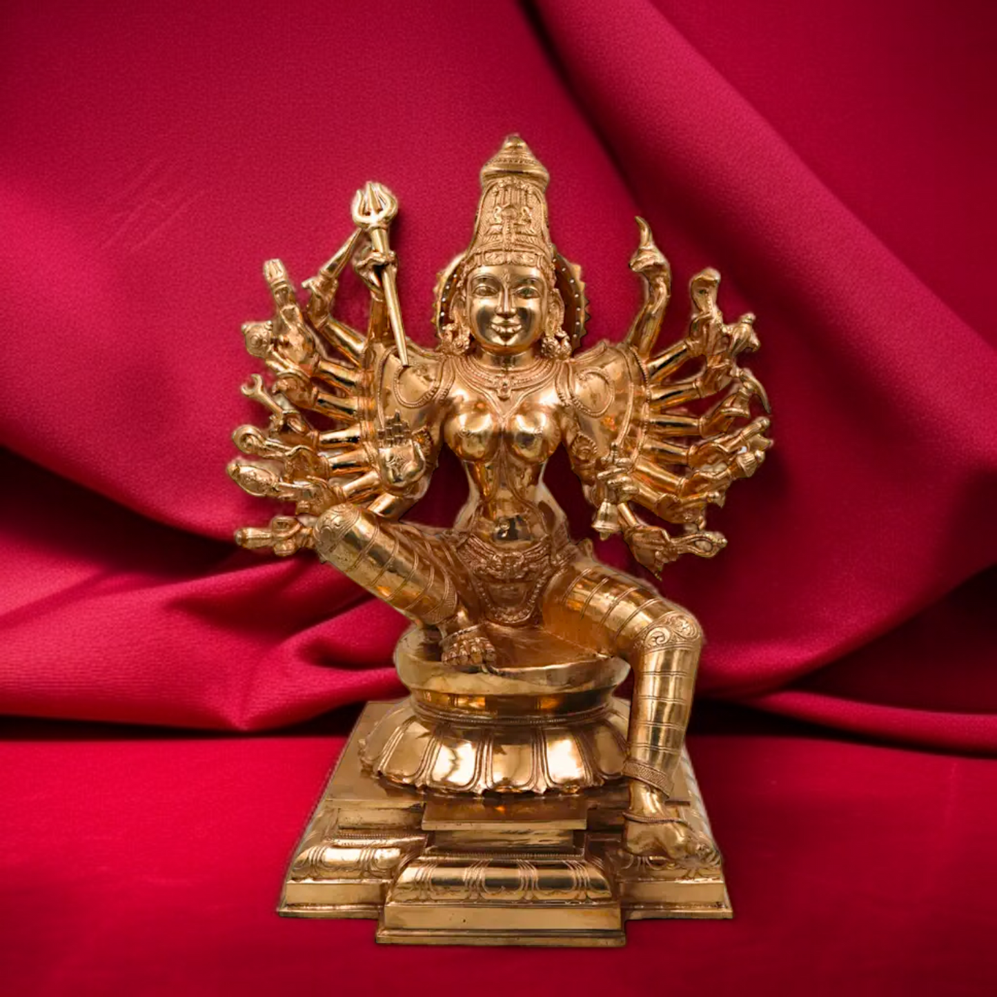 Goddess Durga Adi Shakti Devi Seated Pooja Panchaloha idol - 18 Inches Nikuressence