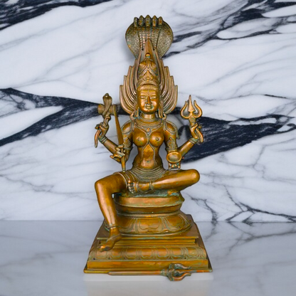 Goddess Mariamman Devi Blessing seated Panchaloha idol - 21.5 Inches Nikuressence