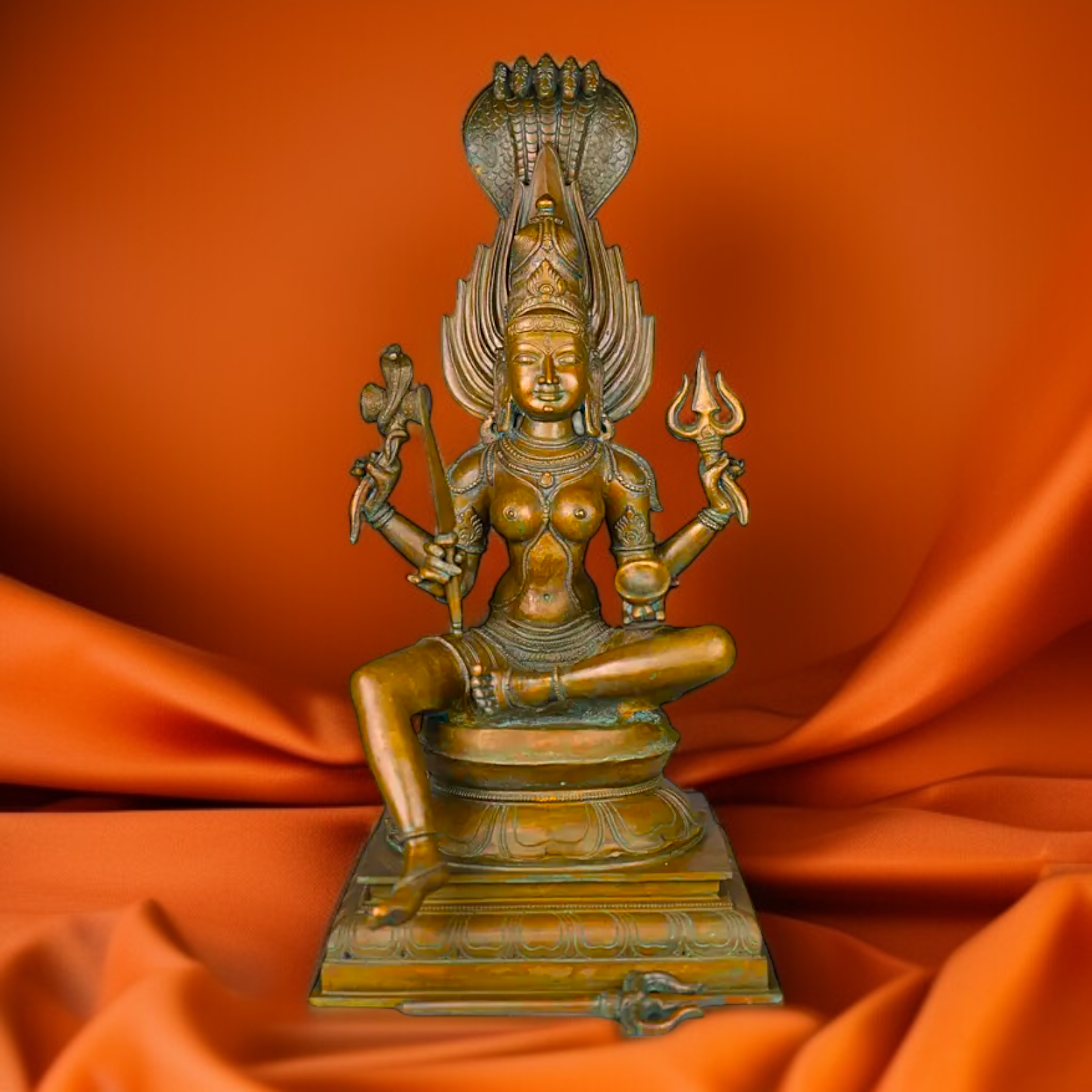 Goddess Mariamman Devi Blessing seated Panchaloha idol - 21.5 Inches Nikuressence