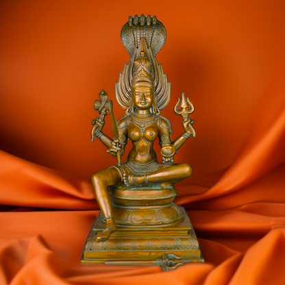 Goddess Mariamman Devi Blessing seated Panchaloha idol - 21.5 Inches Nikuressence