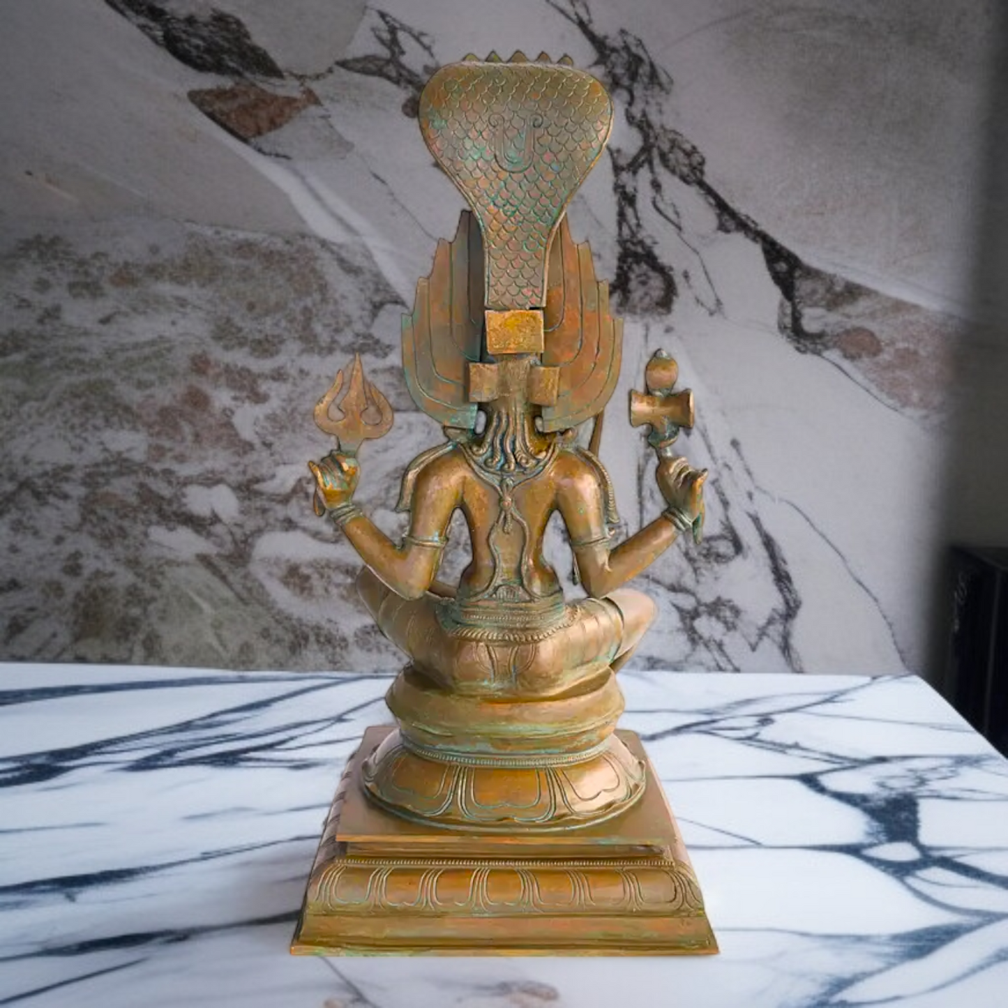 Goddess Mariamman Devi Blessing seated Panchaloha idol - 21.5 Inches Nikuressence