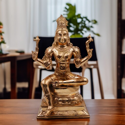 Lord Shiva Mahadev blessing seated Panchaloha idol - 16 Inches Nikuressence