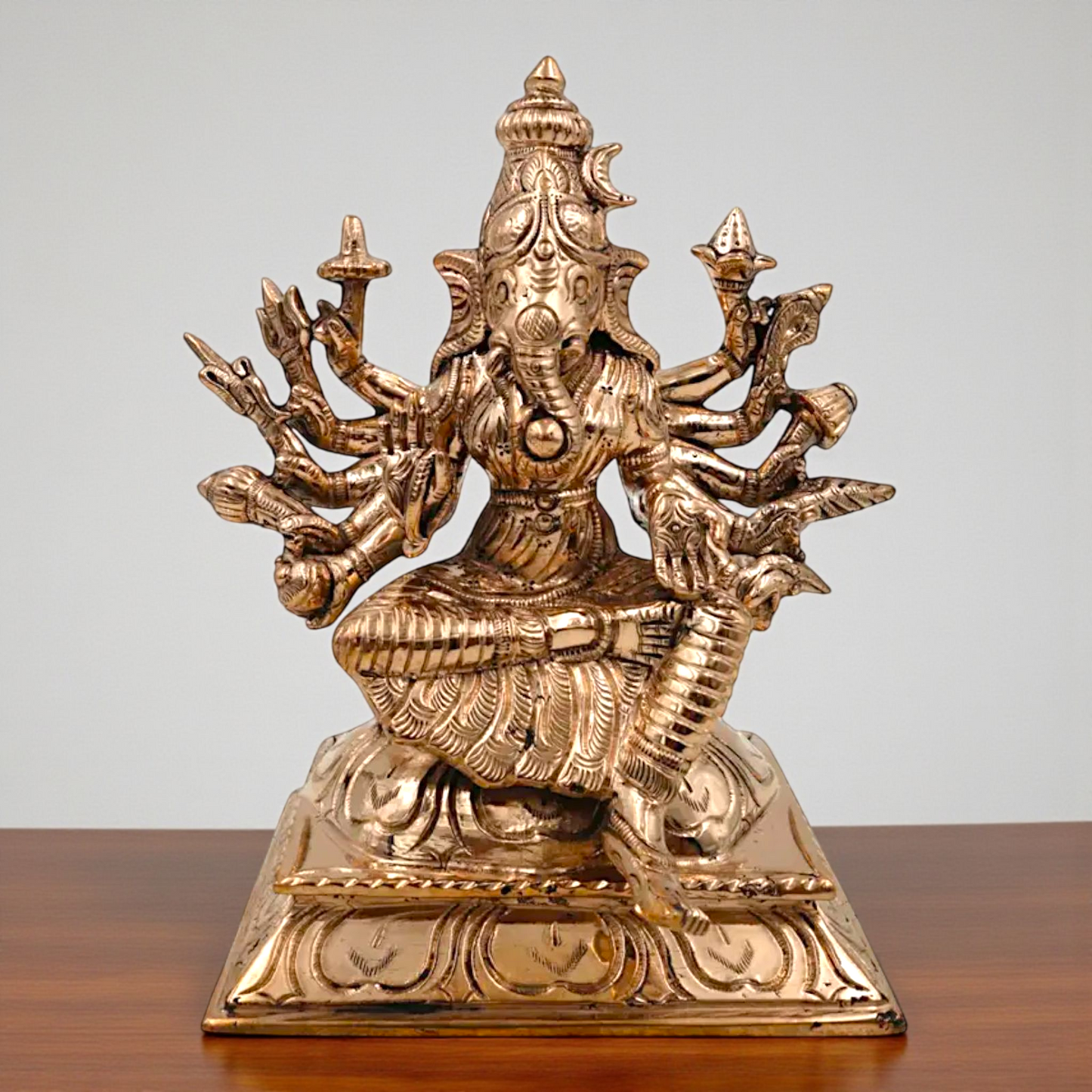 Panchaloha Ganesha Ganpati seated Blessing idol - 6.5 Inches Nikuressence