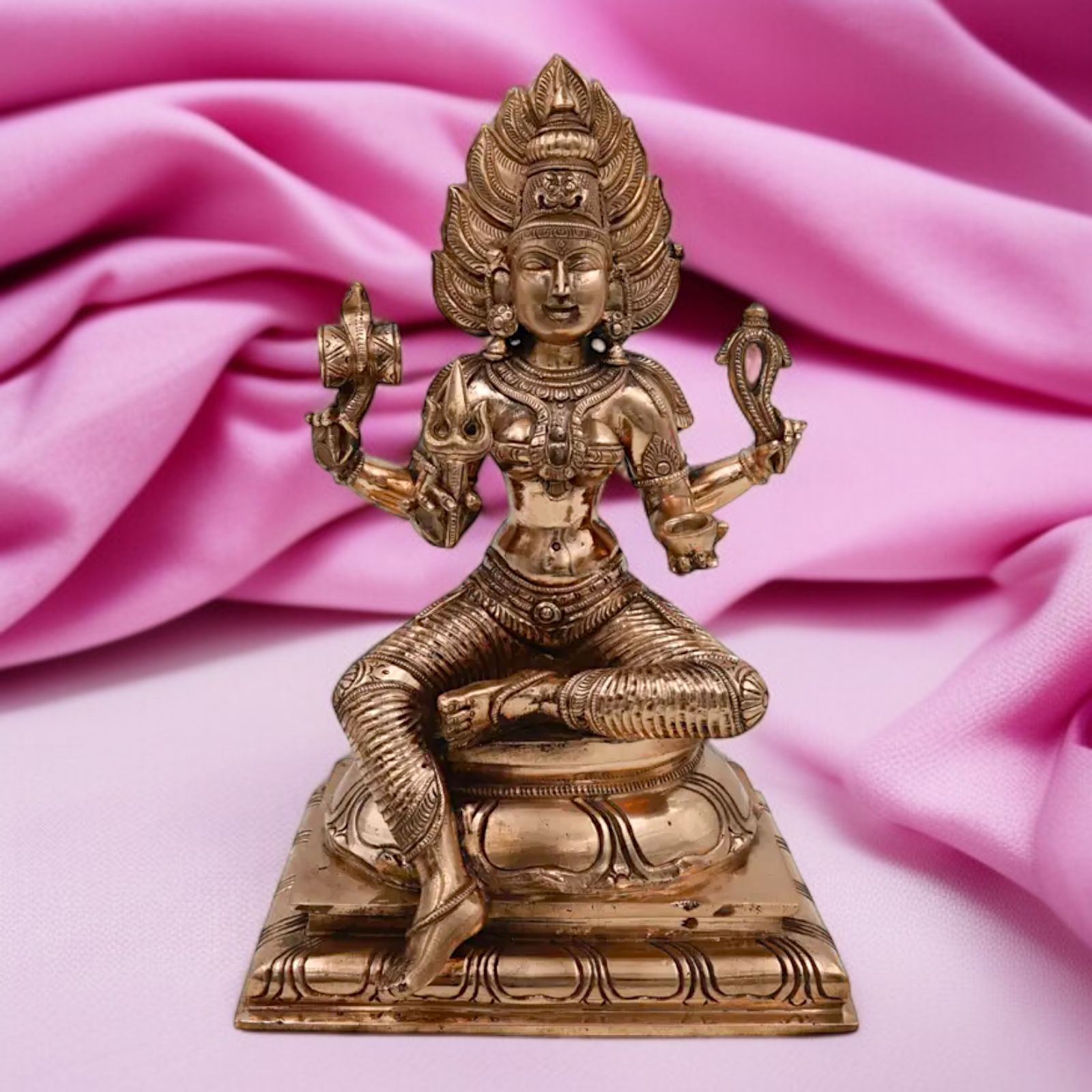 Mariamman Devi Blessing seated Panchaloha idol - 10.5 Inches Nikuressence