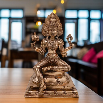 Mariamman Devi Blessing seated Panchaloha idol - 10.5 Inches Nikuressence