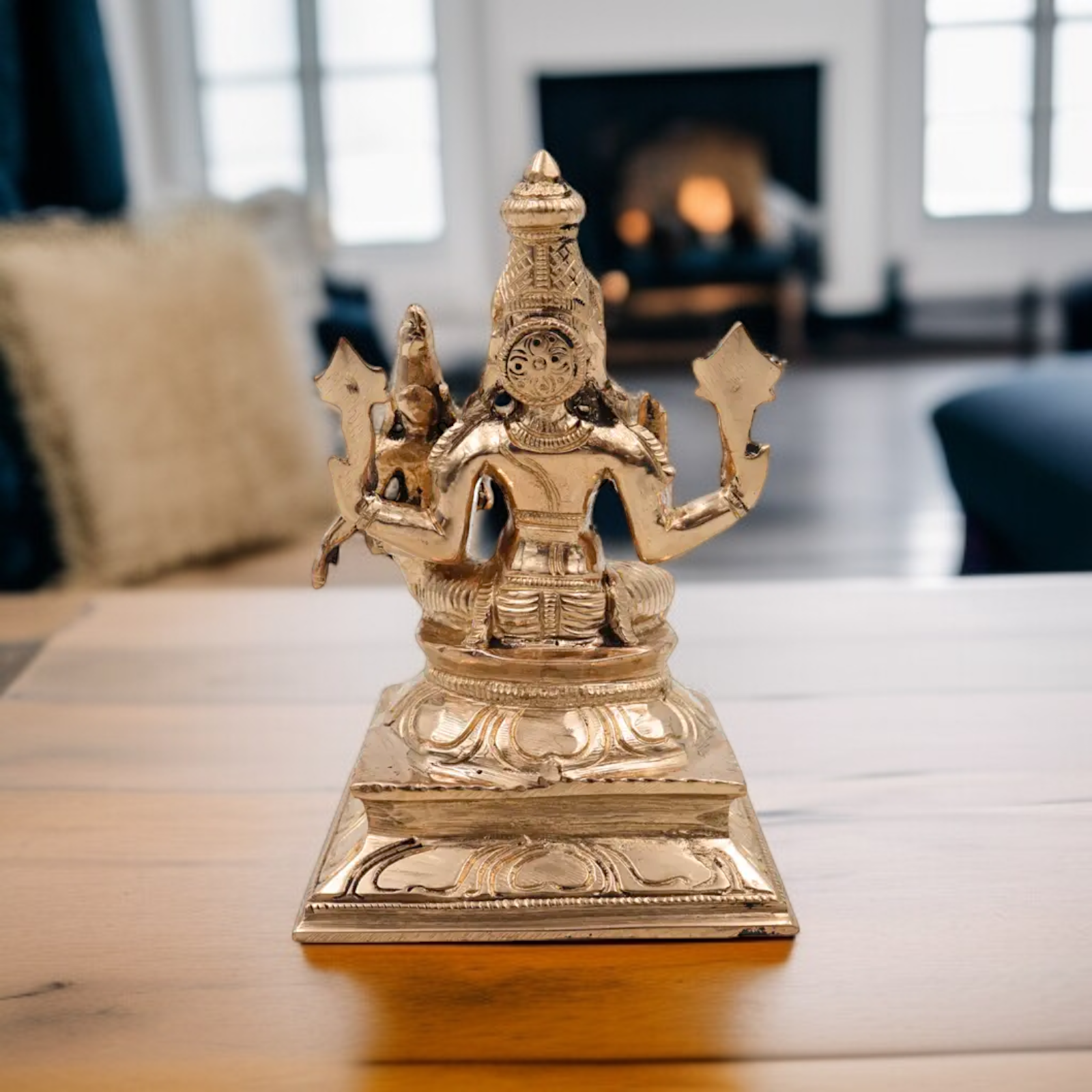 Vishnu varaha with Lakshmi seated Blessing Panchaloha idol - 5 Inches Nikuressence