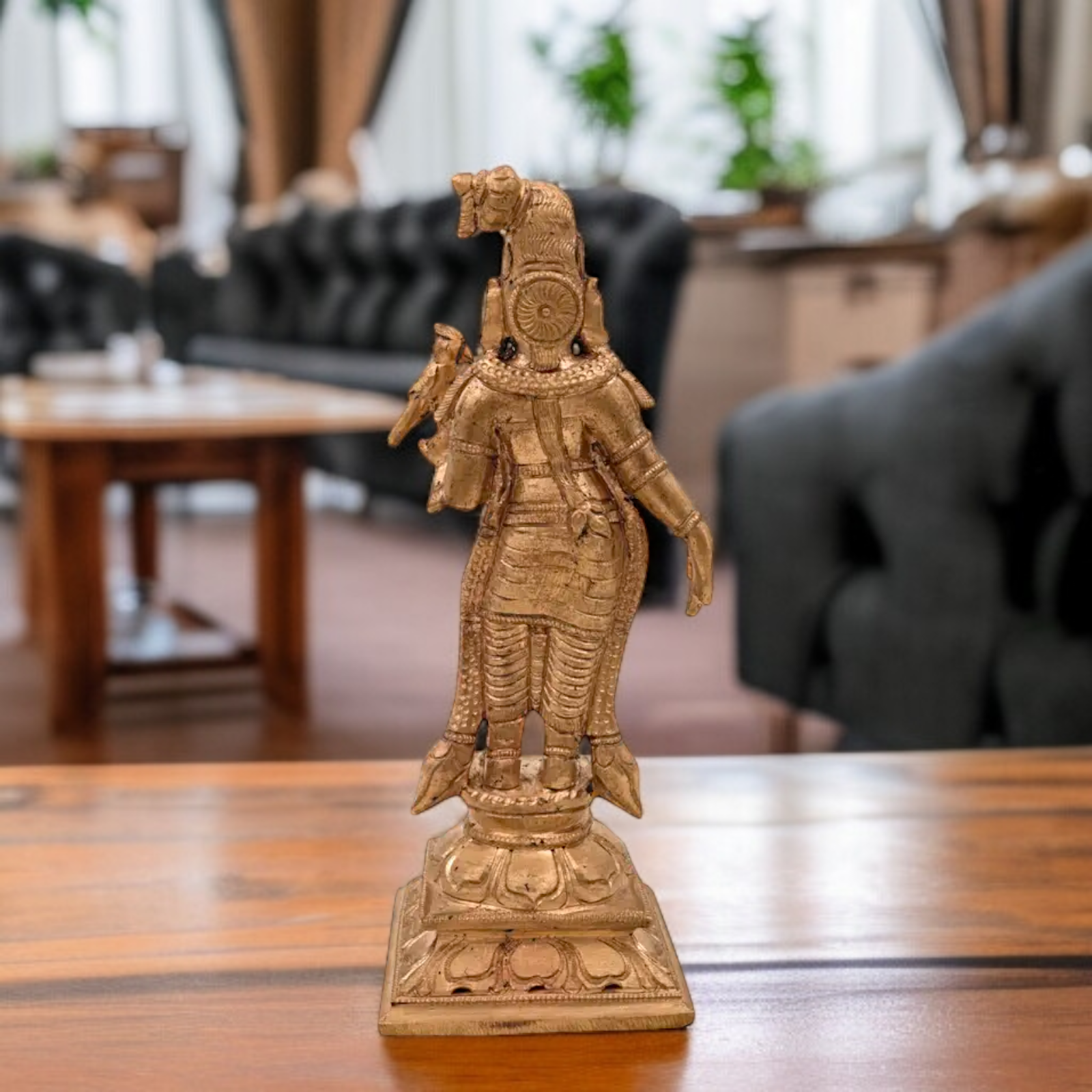 Goddess Meenakshi Standing with parrot Panchaloha idol - 6.5 Inches Nikuressence