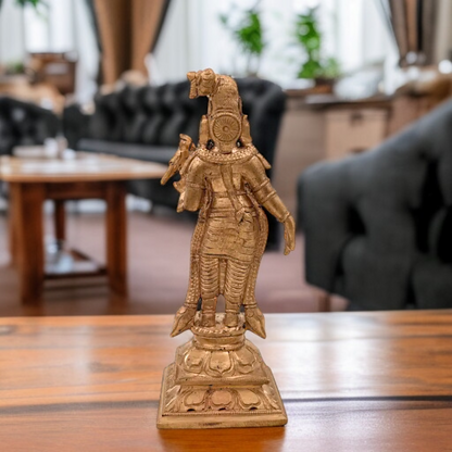 Goddess Meenakshi Standing with parrot Panchaloha idol - 6.5 Inches Nikuressence