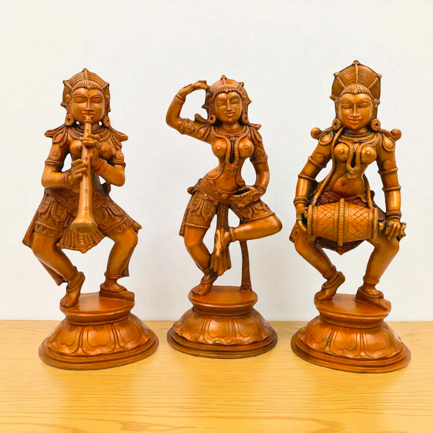 Three ladies Musician Home Decor Panchaloha idol - 11 Inches Nikuressence