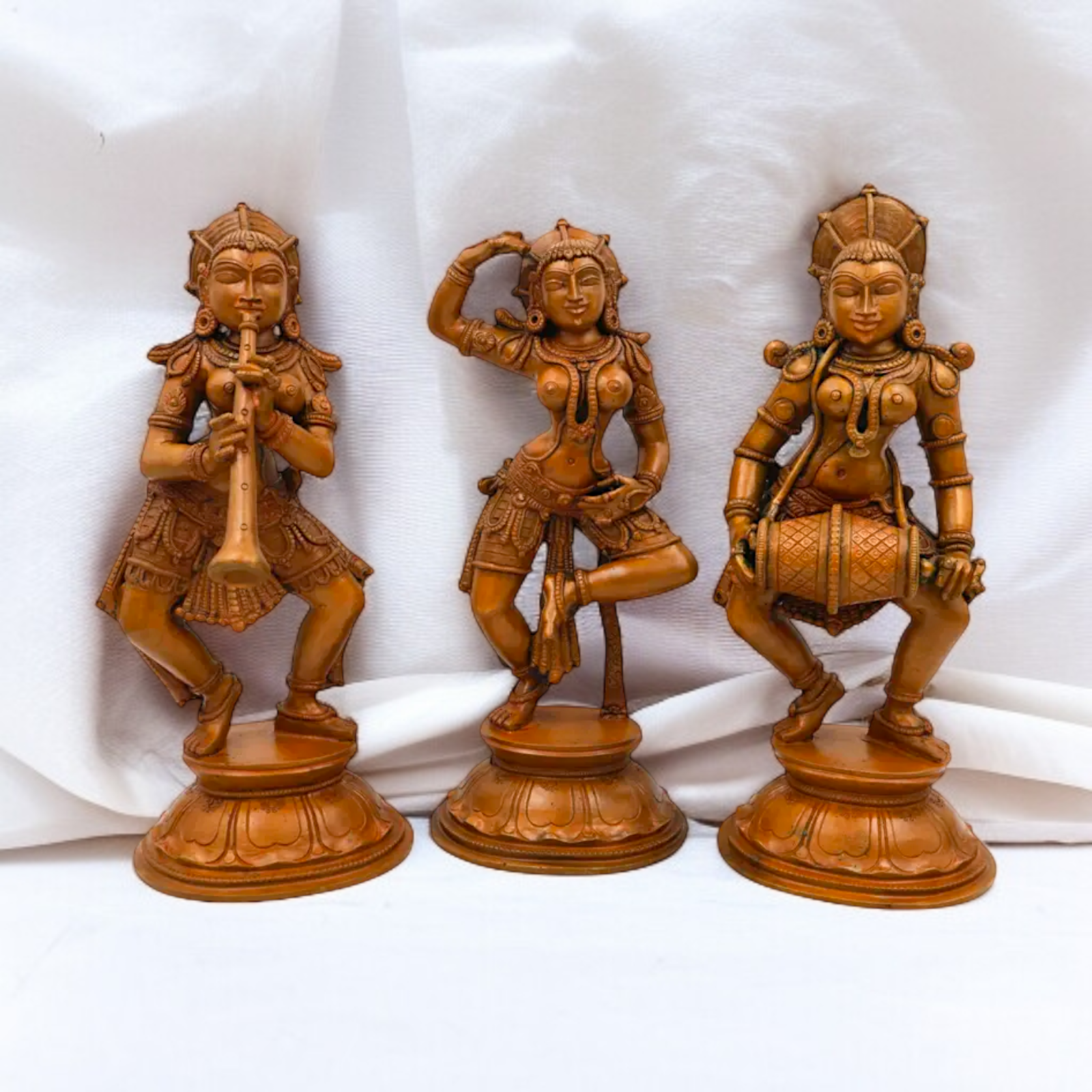 Three ladies Musician Home Decor Panchaloha idol - 11 Inches Nikuressence