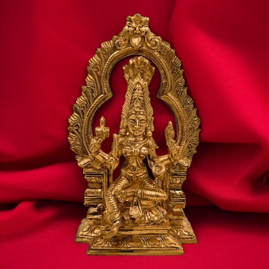 Goddess Mariamman Devi Seated with Blessing Panchaloha idol - 8 Inches Nikuressence