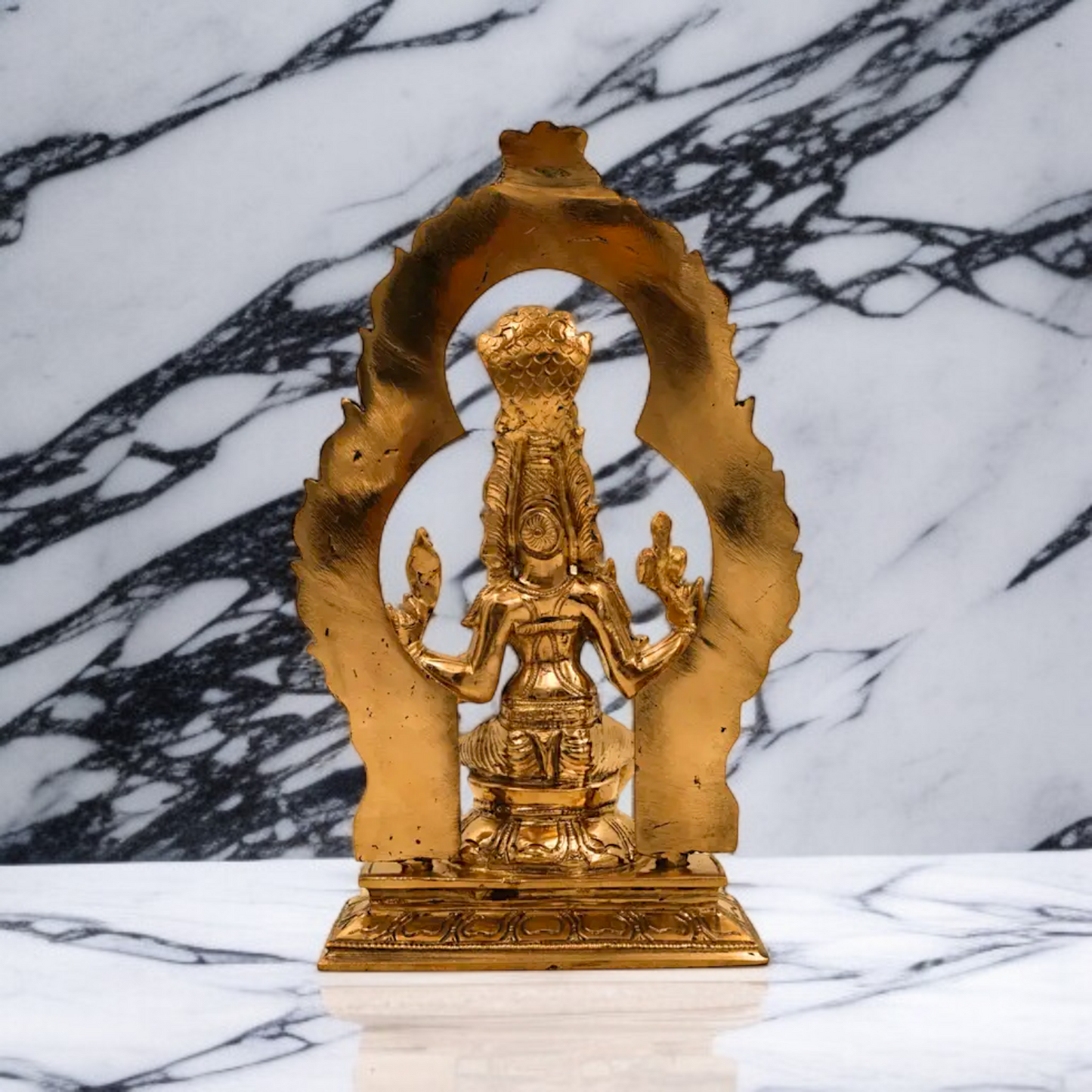 Goddess Mariamman Devi Seated with Blessing Panchaloha idol - 8 Inches Nikuressence