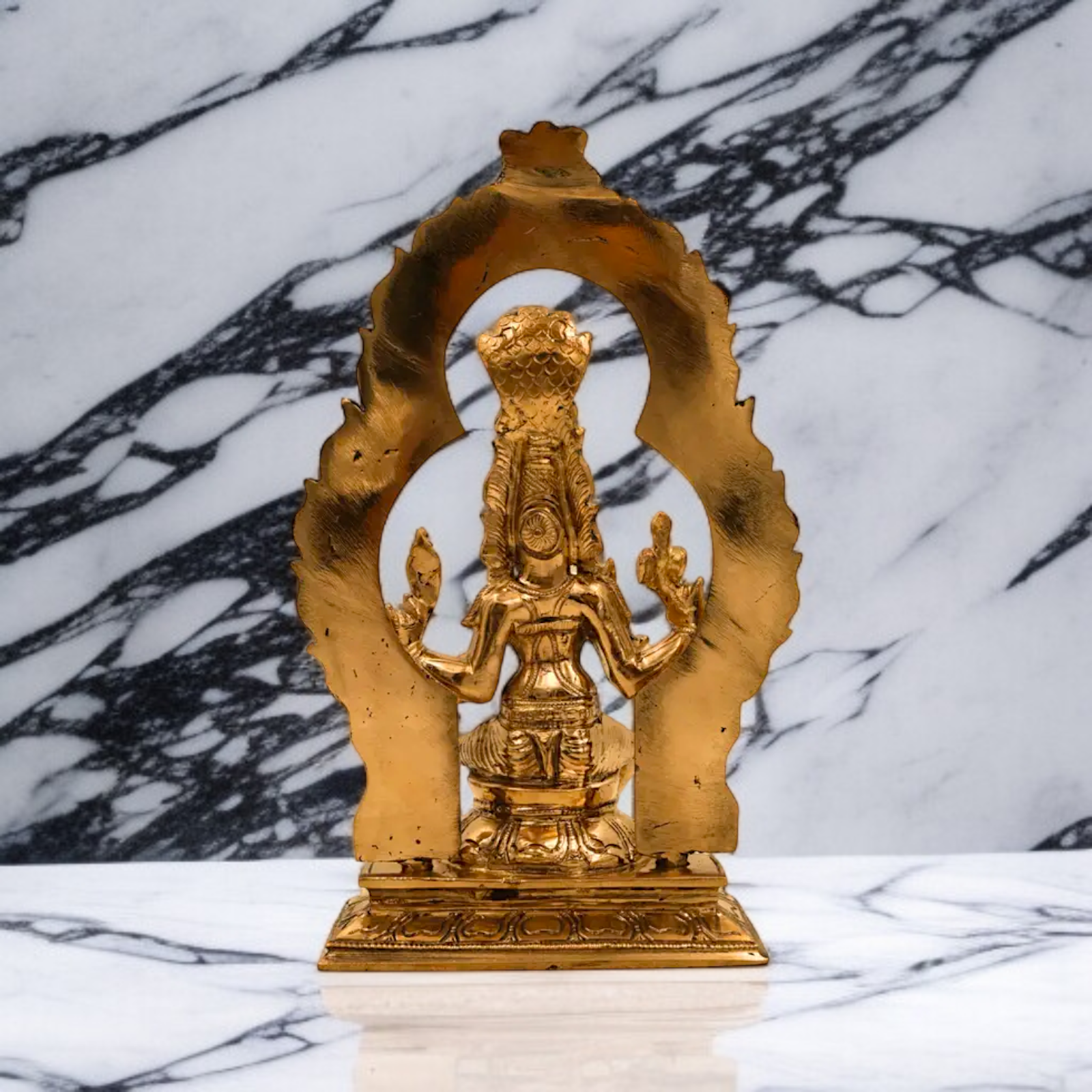 Goddess Mariamman Devi Seated with Blessing Panchaloha idol - 8 Inches Nikuressence