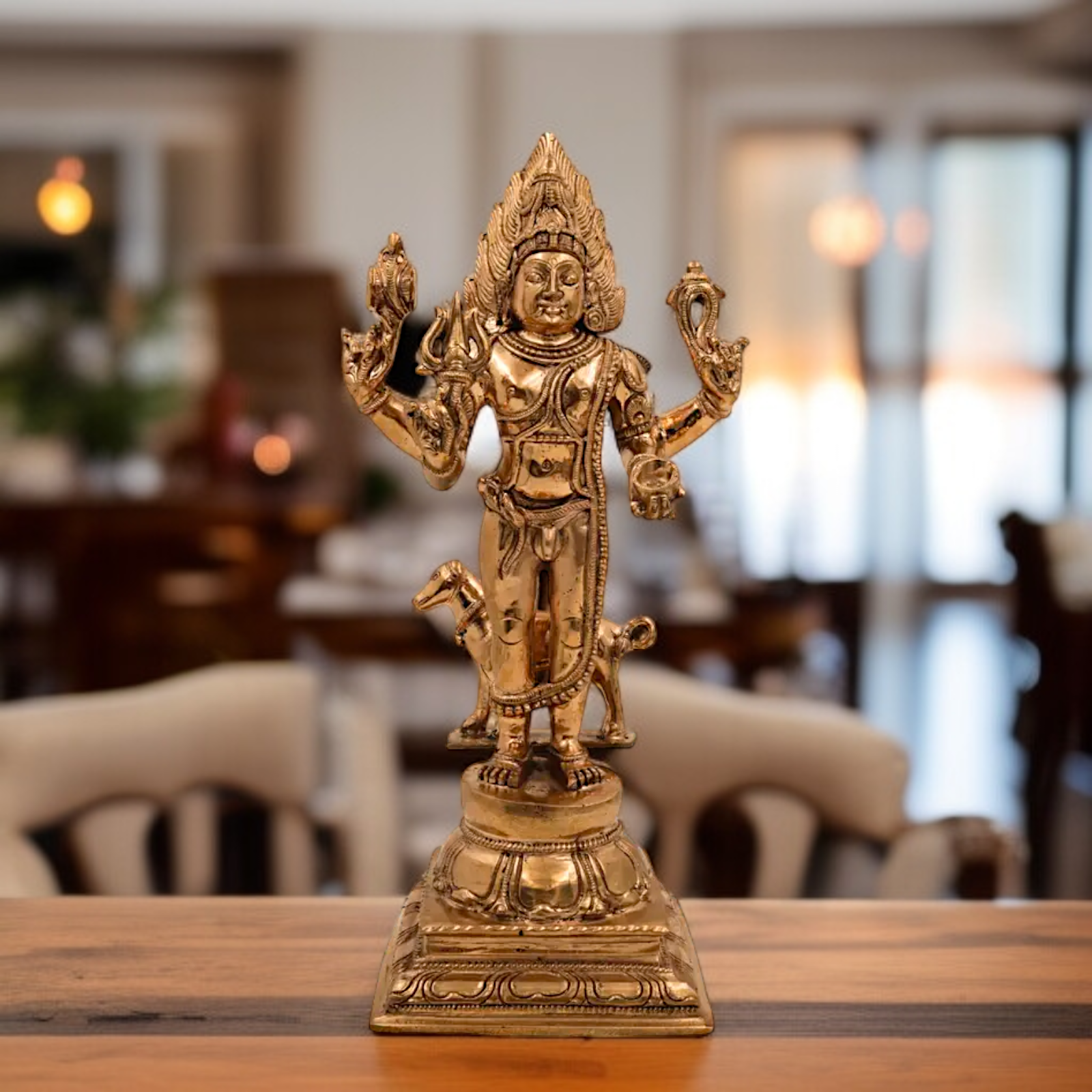 Lord kal Bhairav Shiva standing with dog Blessing Panchaloha idol - 13 Inches Nikuressence