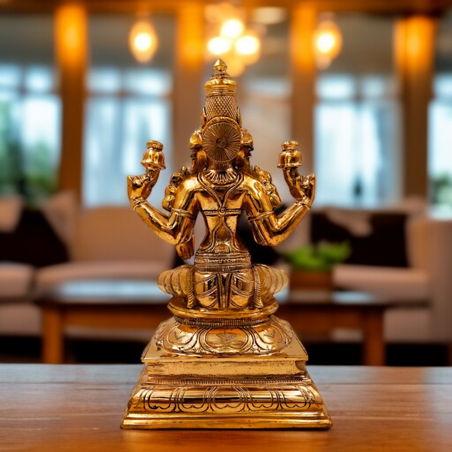 Goddess Maha Lakshmi Seated with Four Armed Panchaloha idol - 11 Inches Nikuressence