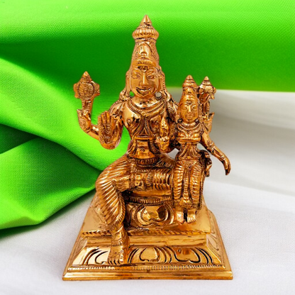 Panchaloha Vishnu with Lakshmi seated Blessing statue - 5.118 Inches Nikuressence