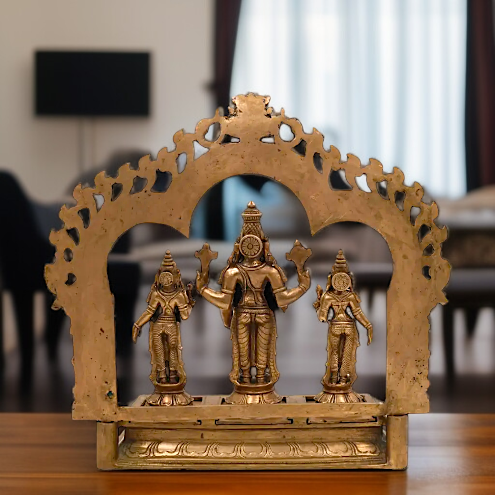 Lord Vishnu Bhagwan with Sridevi bhudevi standing with Blessing Panchaloha idol - 14 Inches Nikuressence