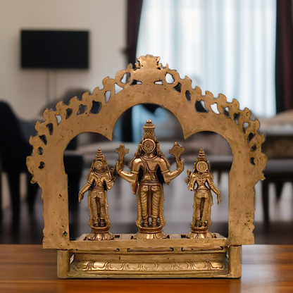 Lord Vishnu Bhagwan with Sridevi bhudevi standing with Blessing Panchaloha idol - 14 Inches Nikuressence