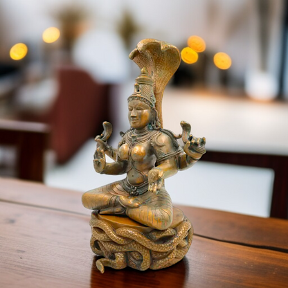 Goddess Manasa Naag Devi Panchaloha idol - 15.5 Inches Nikuressence