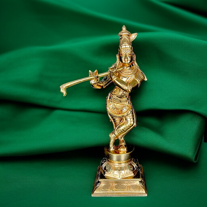 Lord Krishna Govind Standing with Playing Flute Panchaloha idol - 10.5 Inches Nikuressence