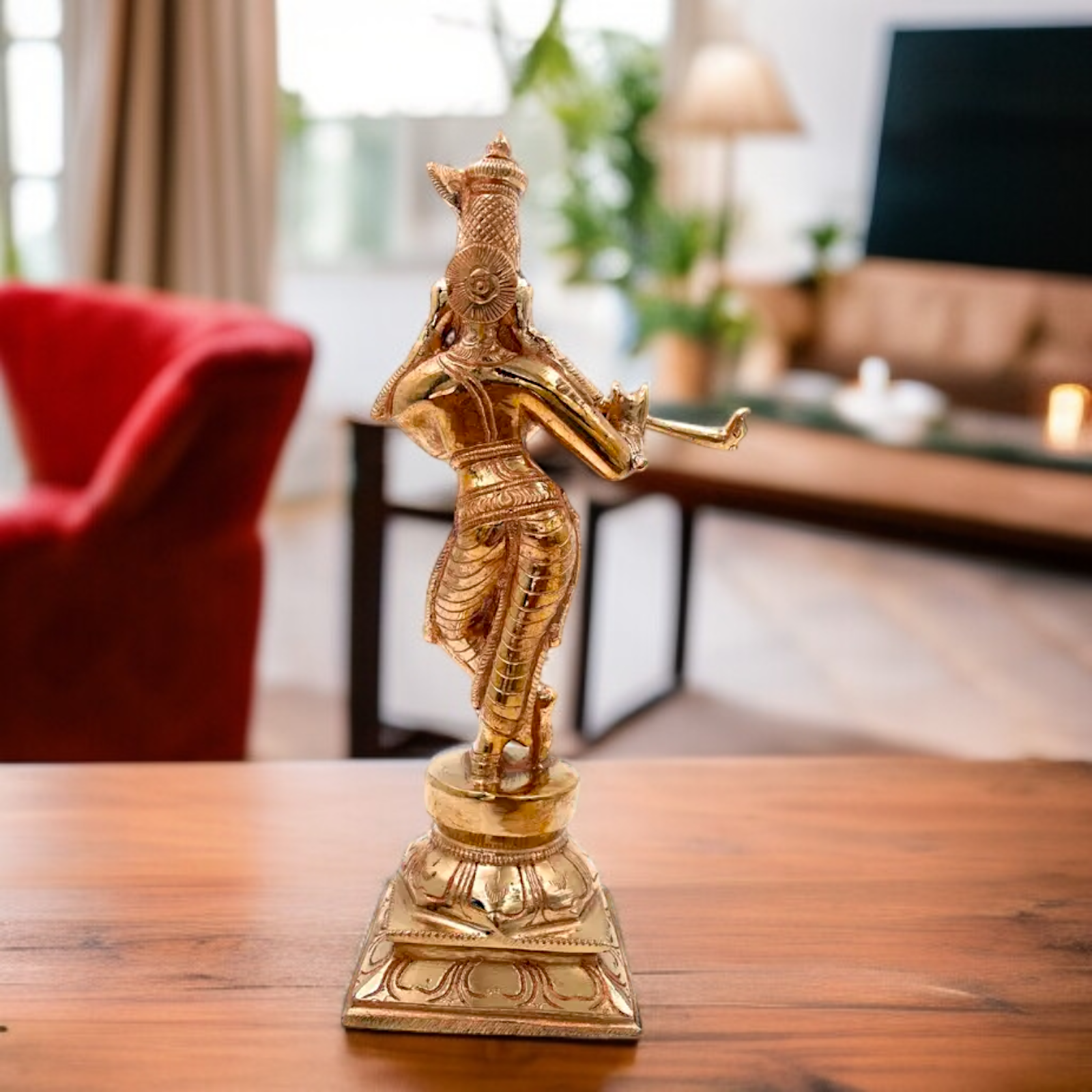 Lord Krishna Govind Standing with Playing Flute Panchaloha idol - 10.5 Inches Nikuressence