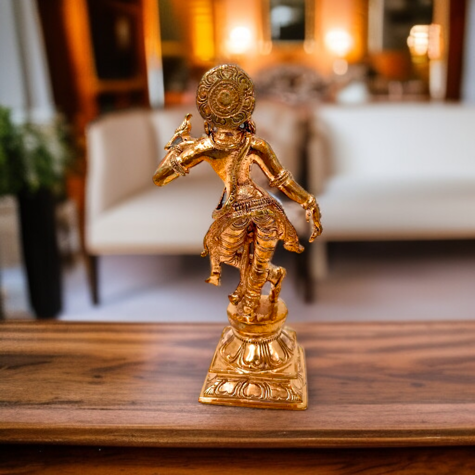 Panchaloha Apsara lady Standing with Bird home decor idol - 5.5 inches Nikuressence