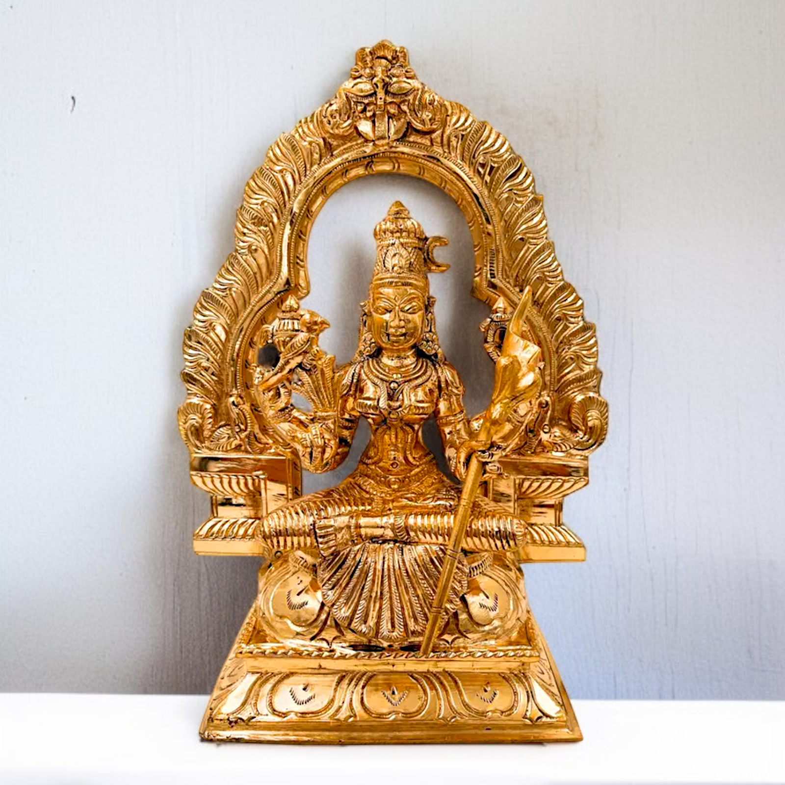 Bronze/Panchaloha Sundari Lalita Devi Seated with Blessing statue - 10 Inches Nikuressence