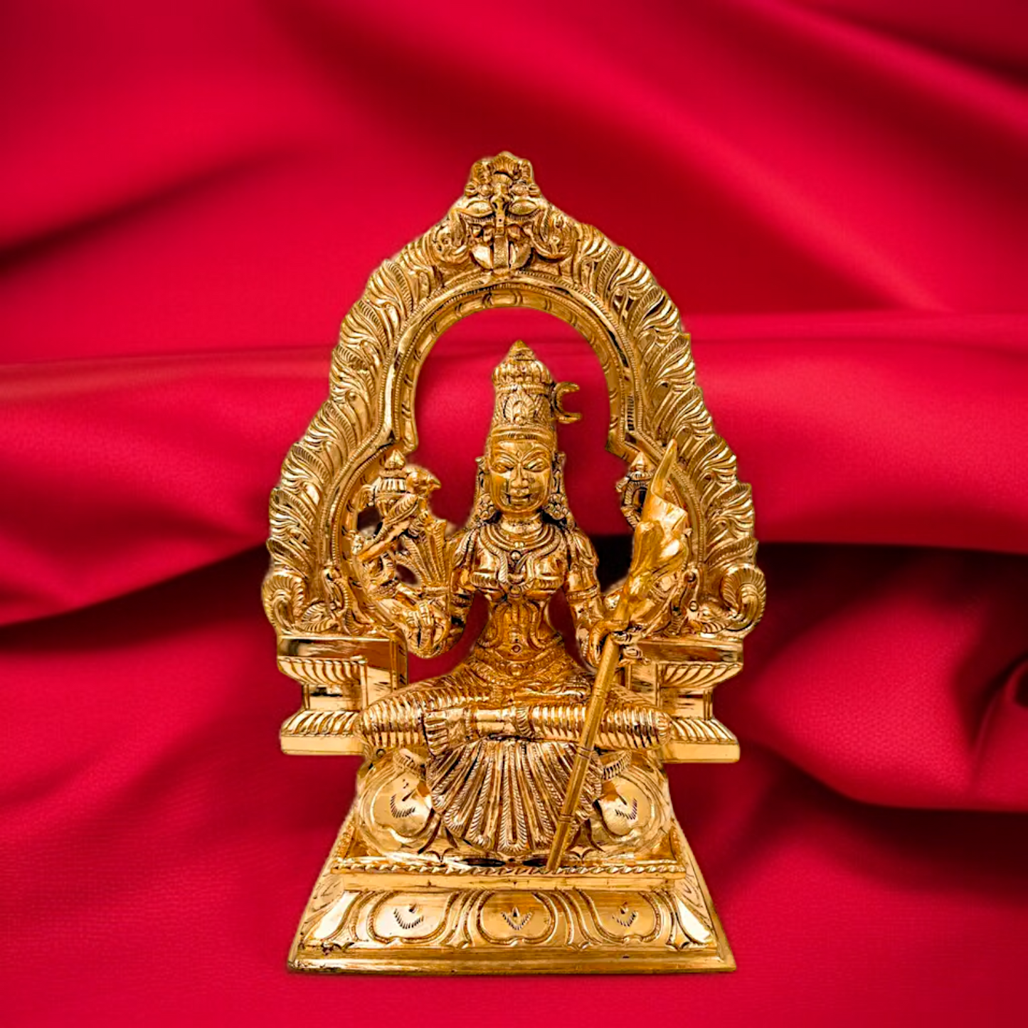 Bronze/Panchaloha Sundari Lalita Devi Seated with Blessing statue - 10 Inches Nikuressence