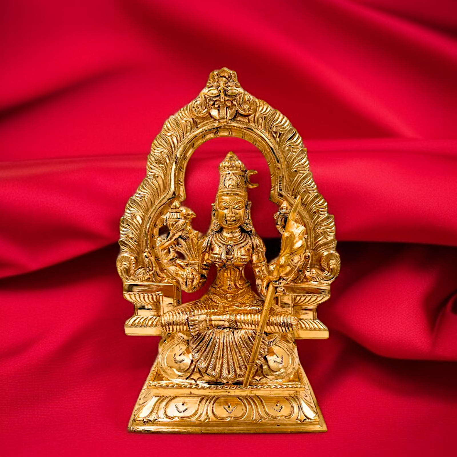 Bronze/Panchaloha Sundari Lalita Devi Seated with Blessing statue - 10 Inches Nikuressence