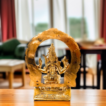 Rajarajeshwari Seated with Blessing Panchaloha idol - 6 Inches Nikuressence