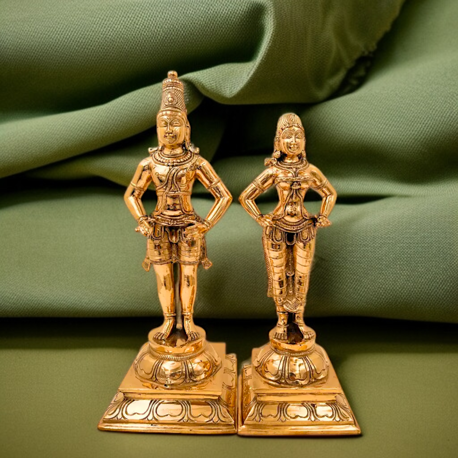 Panchaloha Vitthal Murti With Rakhumai standing statue - 12.5 Inches Nikuressence