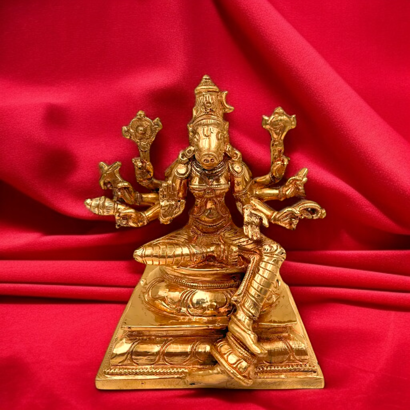 Varahi Amman seated with Four Armed Panchaloha idol - 6 Inches Nikuressence