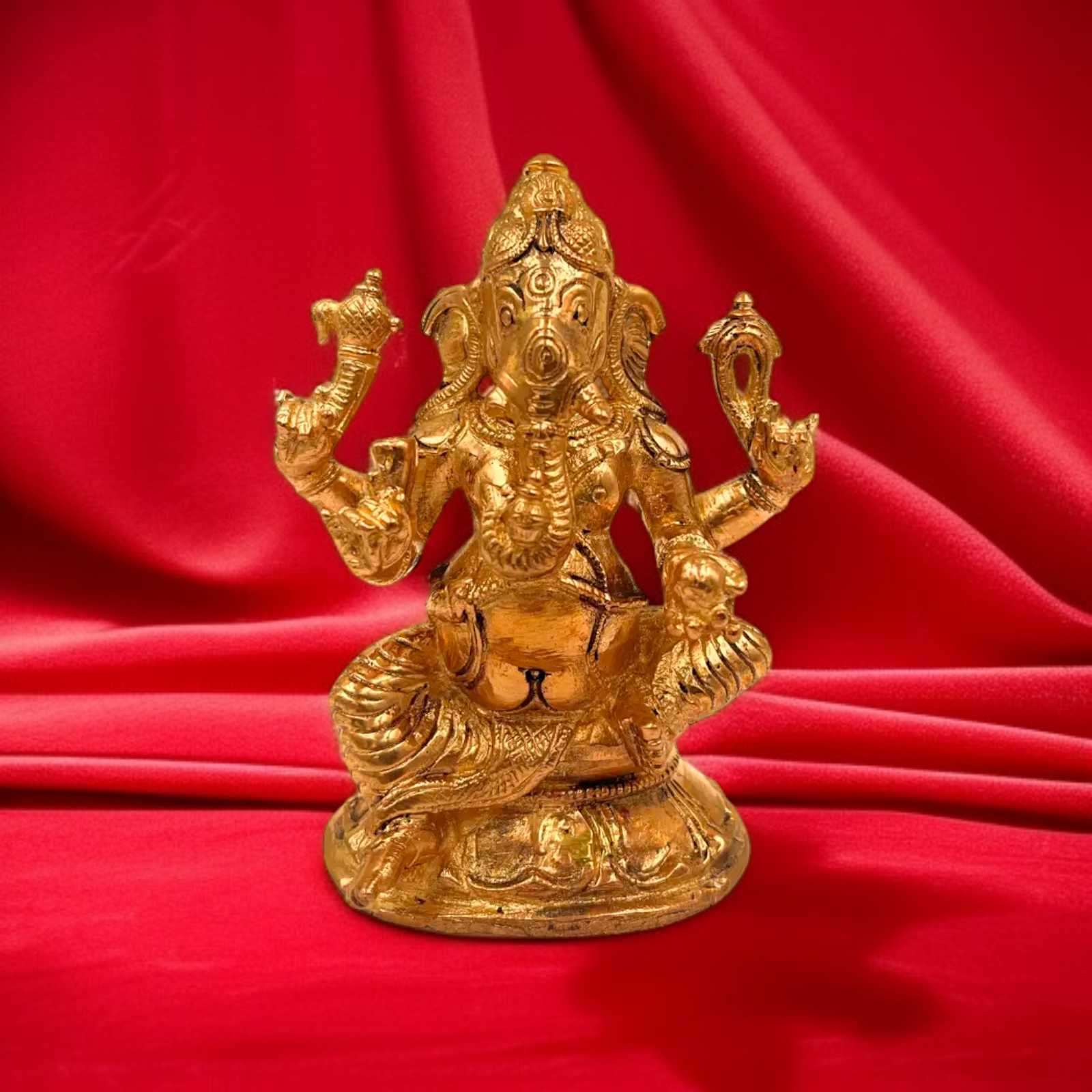 Lord Ganesha with Laddoo Seated Panchaloha idol - 3.5 Inches Nikuressence