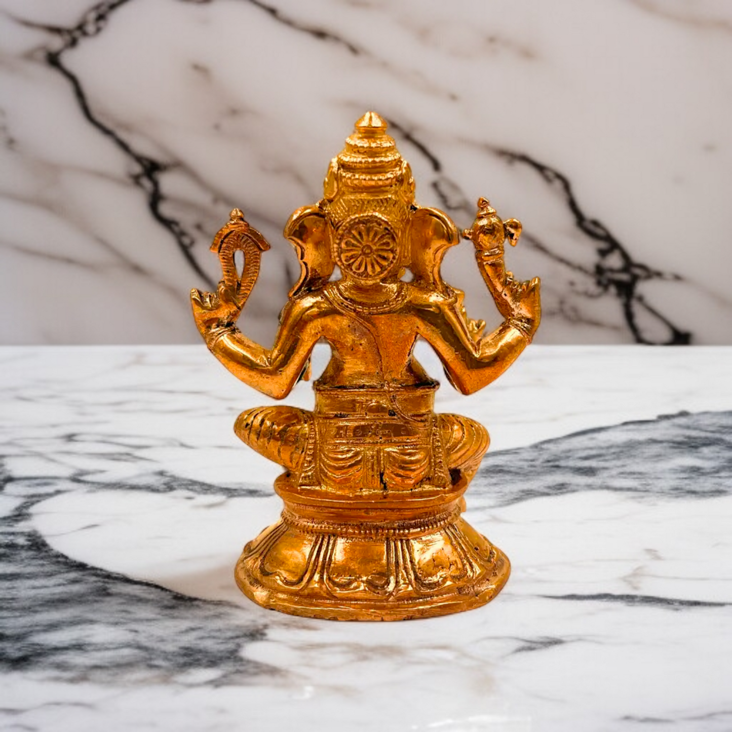 Lord Ganesha with Laddoo Seated Panchaloha idol - 3.5 Inches Nikuressence