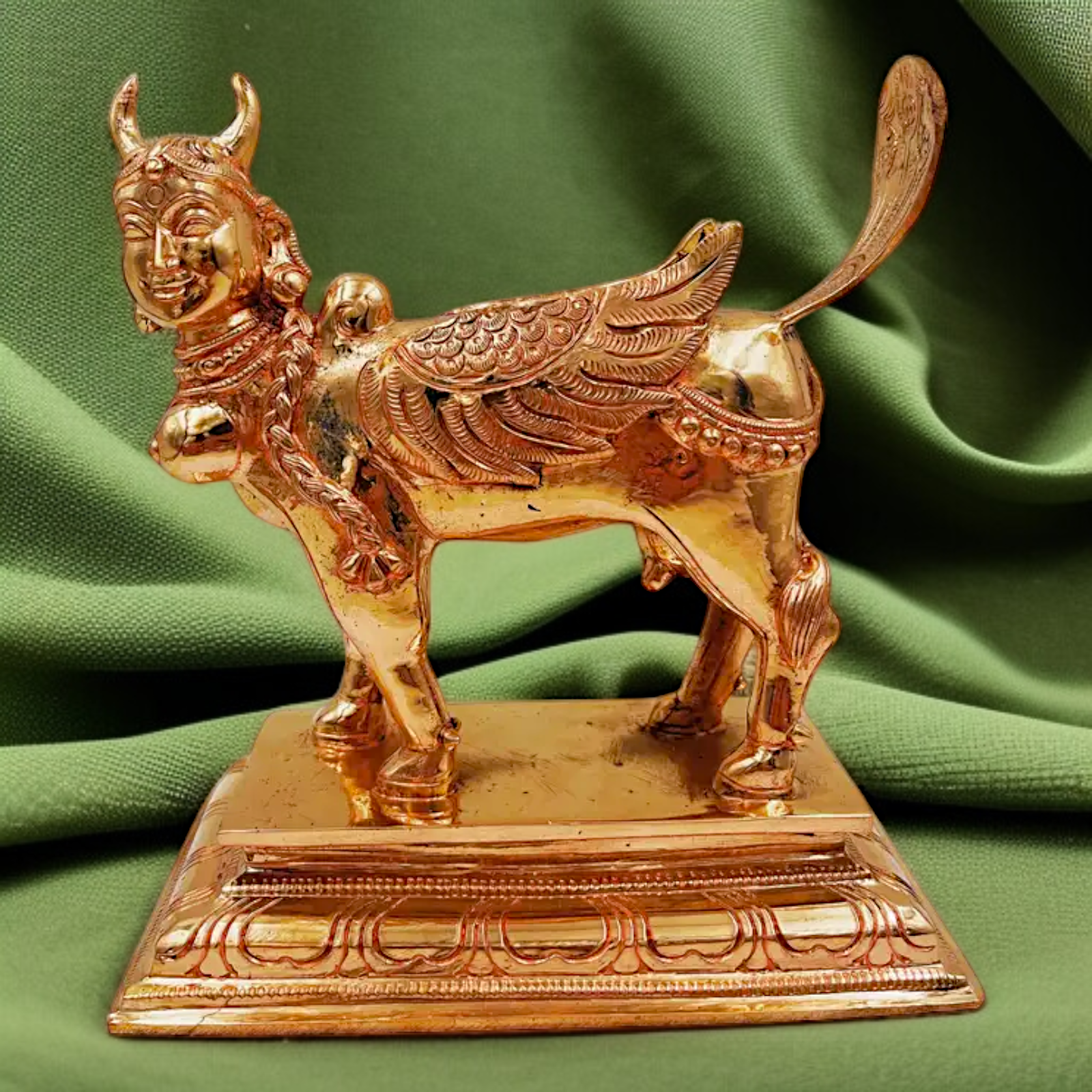 Goddess kamadhenu Cow God Standing Panchaloha idol - 7 Inches Nikuressence