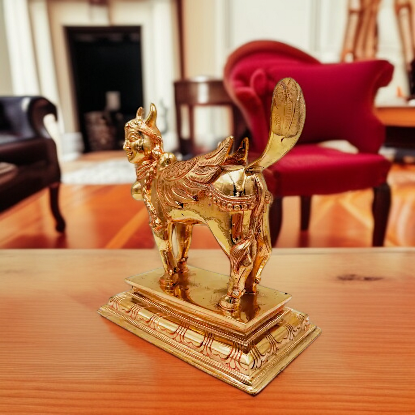 Goddess kamadhenu Cow God Standing Panchaloha idol - 7 Inches Nikuressence