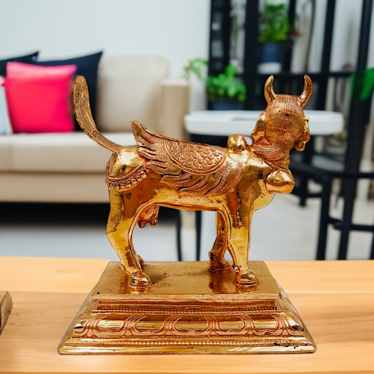 Goddess kamadhenu Cow God Standing Panchaloha idol - 7 Inches Nikuressence