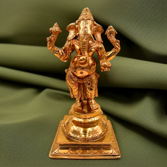 Ganesha Standing with Four Armed Panchaloha idol - 13 Inches Nikuressence