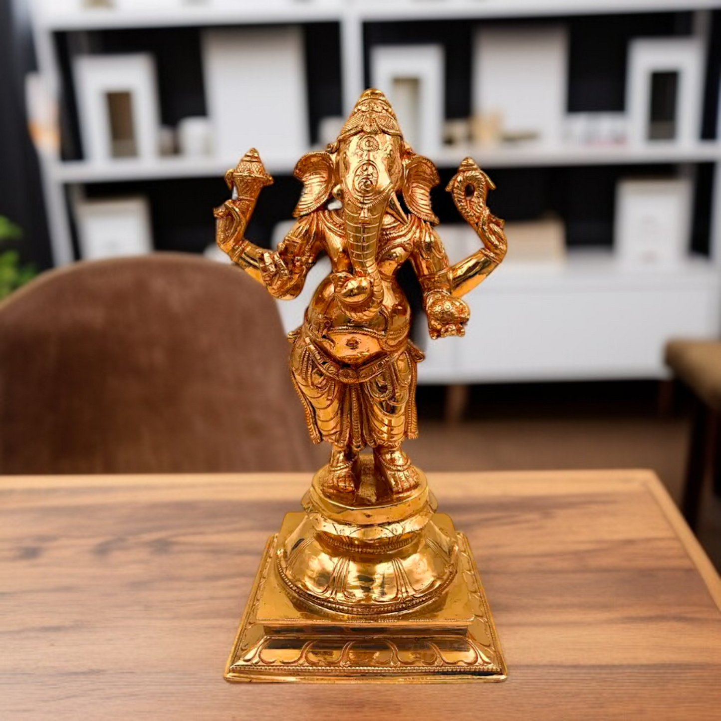 Ganesha Standing with Four Armed Panchaloha idol - 13 Inches Nikuressence
