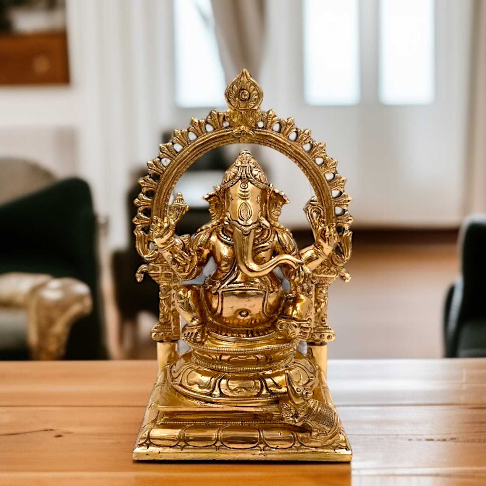 Lord Ganesha Bhagwan seated with Blessing Panchaloha idol - 8.5 inches Nikuressence