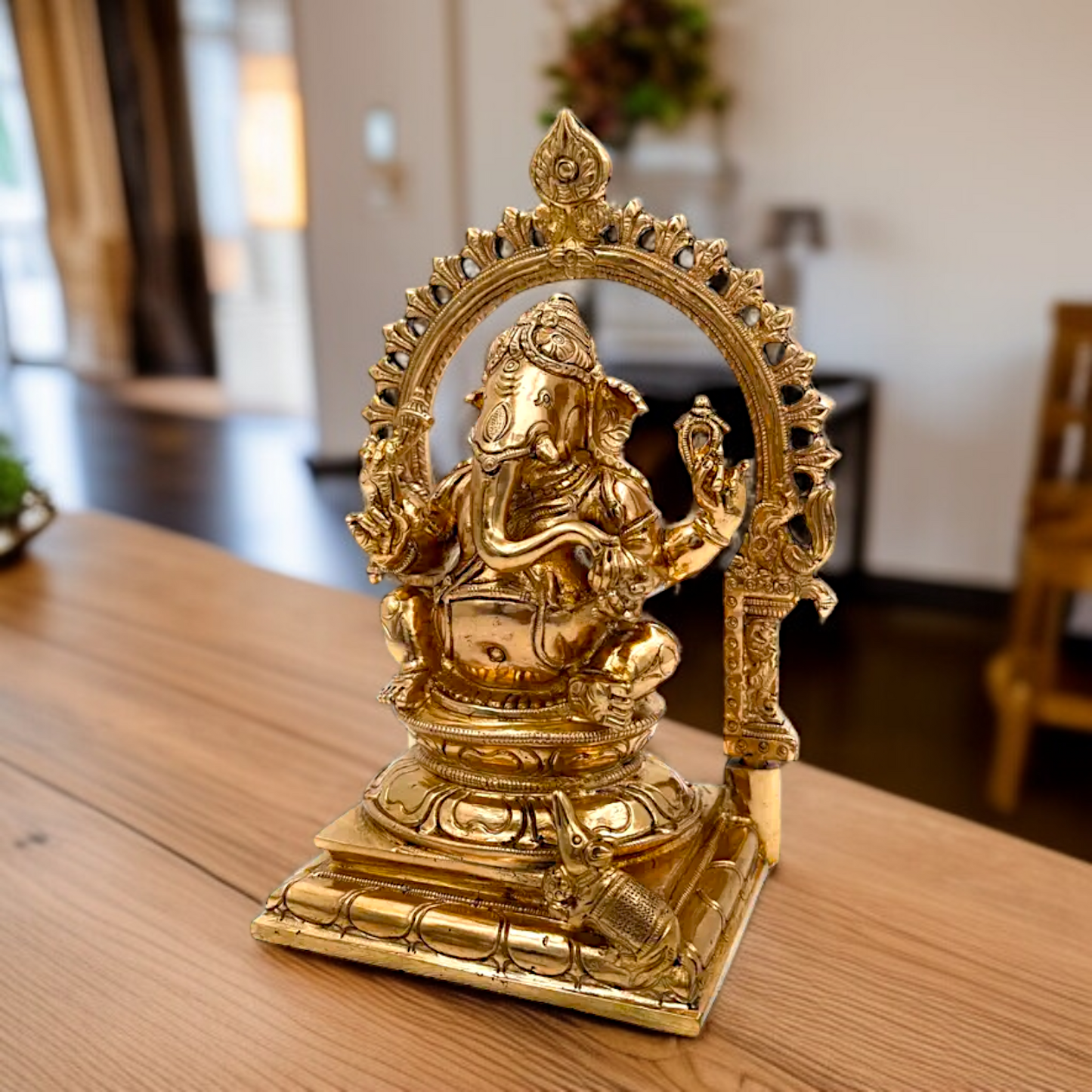 Lord Ganesha Bhagwan seated with Blessing Panchaloha idol - 8.5 inches Nikuressence