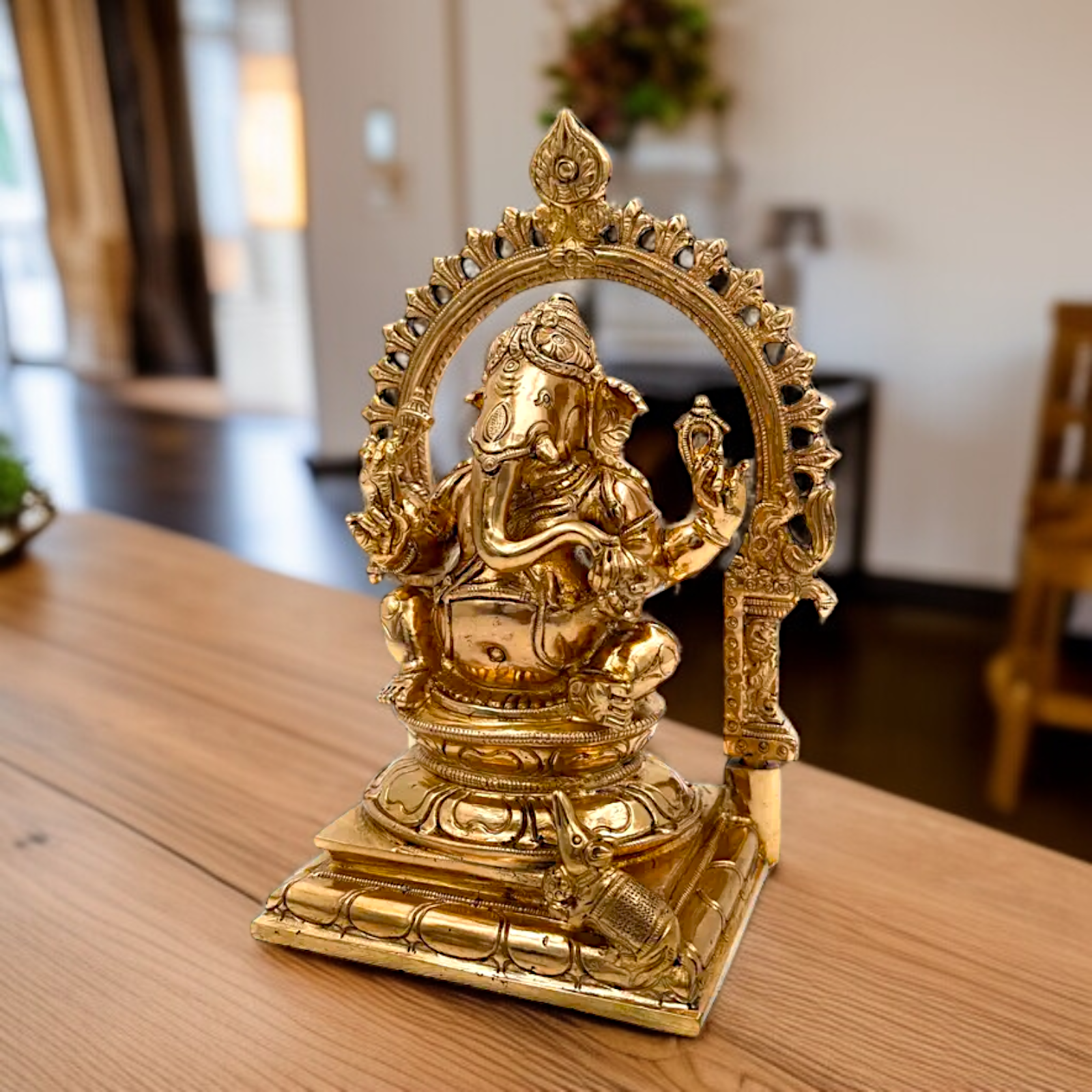 Lord Ganesha Bhagwan seated with Blessing Panchaloha idol - 8.5 inches Nikuressence